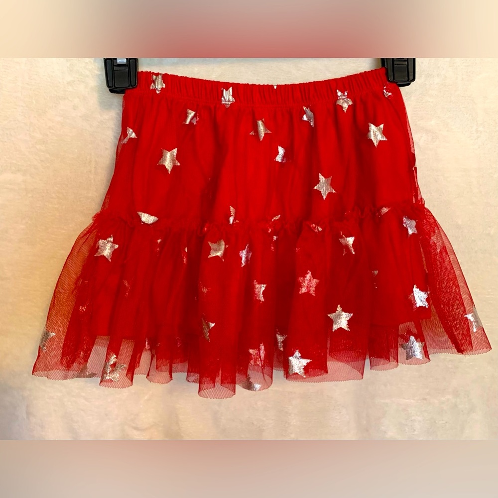 Circo, girls 5T, red with silver metallic star tulle/cotton tutu skirt